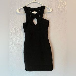 Ruby Rox Black Sparkle Bandage Bodycon Dress